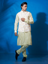 Pista Green Cotton Silk Kurta Set