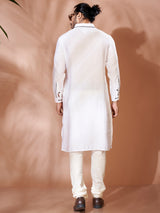 Classic White Cotton Kurta Set
