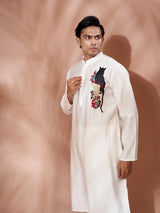 Elegant Off-White Cotton Silk Kurta Set