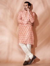 Vibrant Orange Cotton Kurta Set