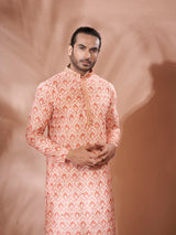 Vibrant Orange Cotton Kurta Set