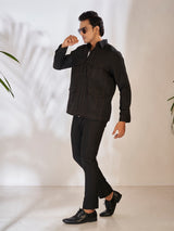 Elegant Black Cotton Pant Set