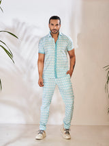 Soft Light Blue Cotton Pant Set