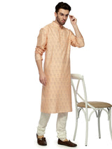 Peach Printed Silk Katan sasyafashion