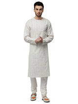 Ivory Printed Cotton Khadi sasyafashion