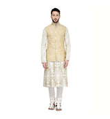 Lt. Beige Printed & Aari Emb. Katan sasyafashion
