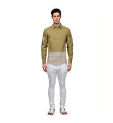Khaki Printed Fine Poplin Fabric sasyafashion