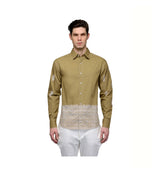 Khaki Printed Fine Poplin Fabric sasyafashion