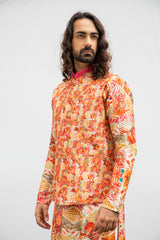 DIAMOND PRINTED MIRROR KURTA SET WITH PRINTED MIRROR BUNDI sasyafashion