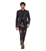 Cotton Khadi Black Printed Jacket sasyafashion