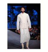 Muslin (Kurta & Churidar) + Khadi (Waistcoat) Ivory Printed sasyafashion