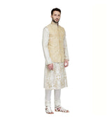 Lt. Beige Printed & Aari Emb. Katan sasyafashion