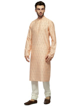 Peach Printed Silk Katan sasyafashion