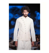 Muslin (Kurta & Churidar) + Khadi (Waistcoat) Ivory Printed sasyafashion