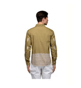 Khaki Printed Fine Poplin Fabric sasyafashion