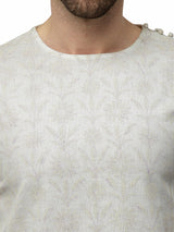 Ivory Printed Cotton Khadi sasyafashion