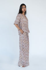 Silk Top Pant in printed white colour sasyafashion