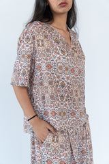 Silk Top Pant in printed white colour sasyafashion