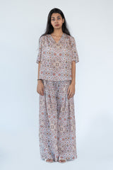 Silk Top Pant in printed white colour sasyafashion
