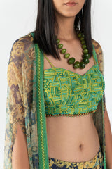 Halter Cape Bralet in Green Colour sasyafashion