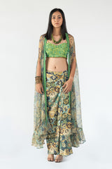 Halter Cape Bralet in Green Colour sasyafashion