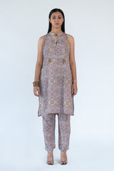 Silk Kurta Pant in Grey colour sasyafashion