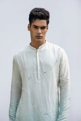 ICE BLUE ZIG ZAG MIRROR KURTA SET sasyafashion