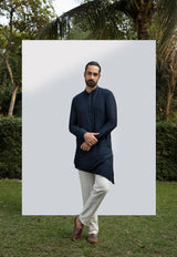 NAVY BLUE ASYMMETRICAL KURTA SET sasyafashion