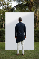 NAVY BLUE ASYMMETRICAL KURTA SET sasyafashion