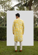 YELLOW PRINT MIRROR KURTA SET sasyafashion