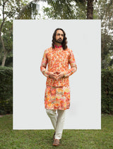DIAMOND PRINTED MIRROR KURTA SET WITH PRINTED MIRROR BUNDI sasyafashion
