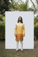 YELLOW OMBRE EMBROIDERED KURTA SET sasyafashion