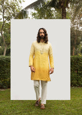 YELLOW OMBRE KURTA SET sasyafashion
