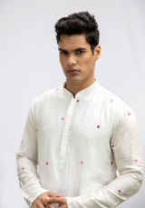 IVORY KURTA WITH HOT PINK MOTIF KURTA SET sasyafashion