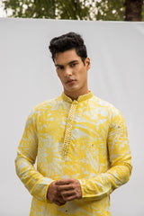 YELLOW PRINT MIRROR KURTA SET sasyafashion