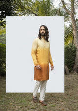 YELLOW OMBRE EMBROIDERED KURTA SET sasyafashion
