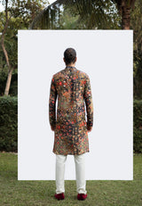 BLACK PRINTED MIRRORWORK KURTA SET sasyafashion