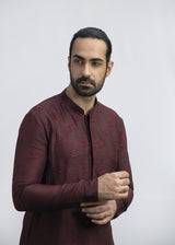 WINE EMBELLISHED KURTA SET sasyafashion