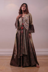 Designer Multicoloured Jacket & Overlay Set sasyafashion
