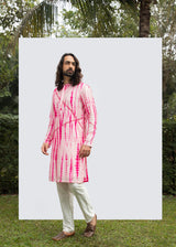HOT PINK TYE DYE MIRROR KURTA SET sasyafashion