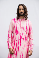 HOT PINK TYE DYE MIRROR KURTA SET sasyafashion