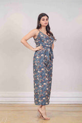 Designer Charcoal gray colour jumpsuit sasyafashion