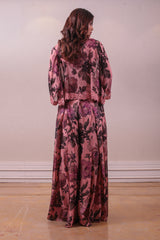 Pink Floral Printed Designer Jacket & Palazzo Set sasyafashion