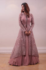 Designer Peach Embellished Gown sasyafashion