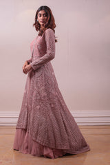 Designer Peach Embellished Gown sasyafashion
