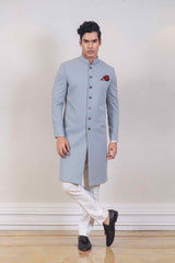 Indo Western For Men In Grey Colour sasyafashion