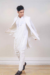 Kurta Jacket For Men In White Colour sasyafashion
