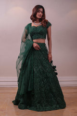 Designer Green Lehenga With Net Embedded Dupatta sasyafashion