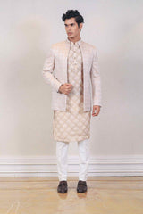 Kurta Jacket For Men In Beige Colour sasyafashion