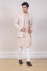 Kurta Jacket For Men In Beige Colour sasyafashion